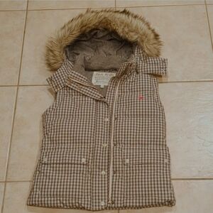 Jack Wills Plaid Duck Down Hooded Vest Size 8